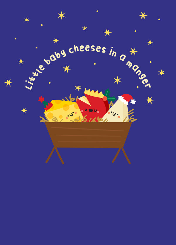 Cheeses In A Manger Christmas Card