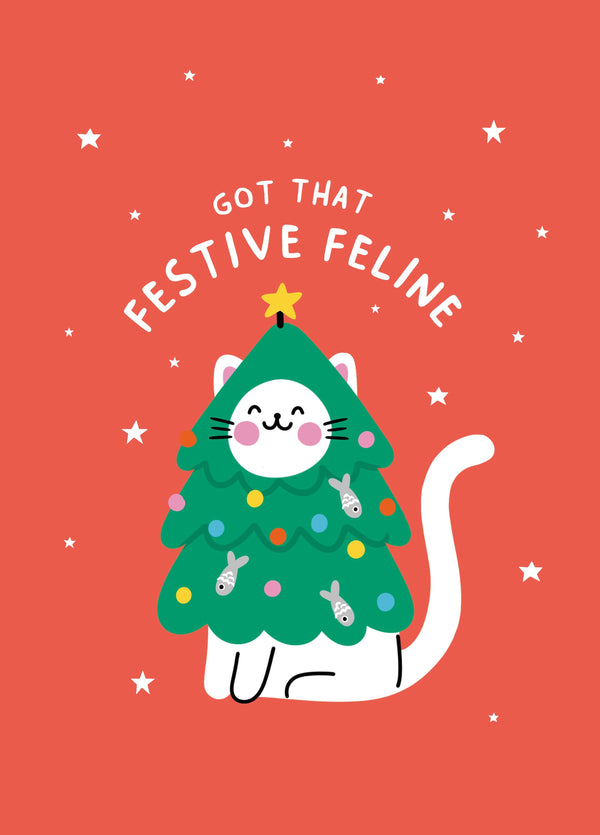 Festive Feline Christmas Card