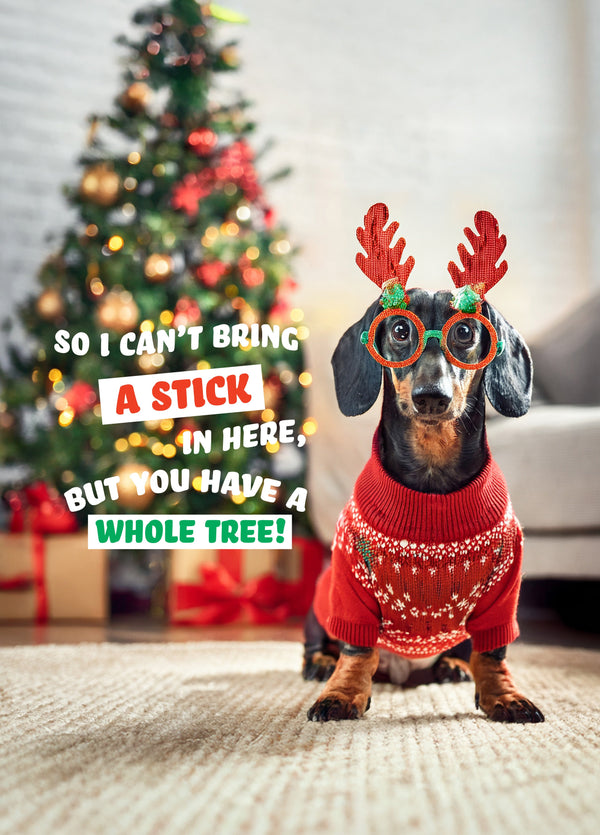 Sausage Dog Stick Christmas Card