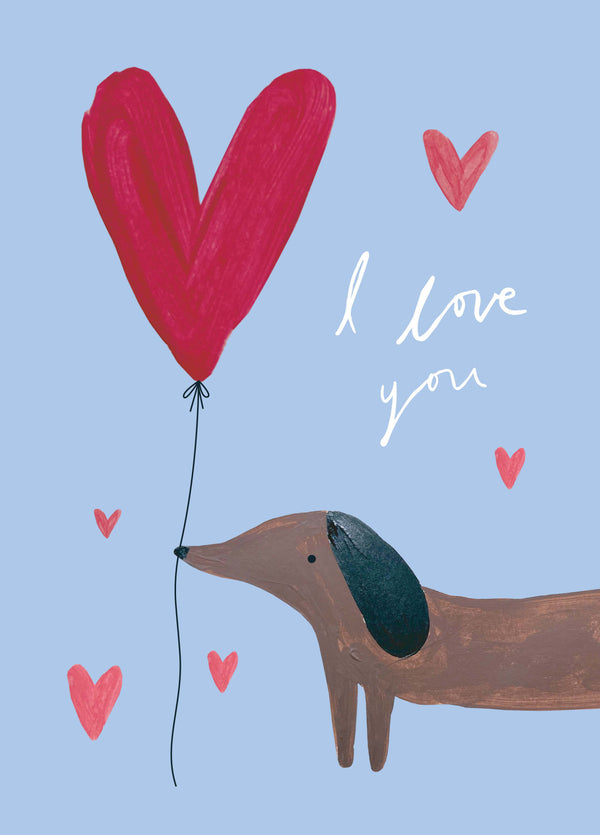 Painted Dog And Balloon Valentine's Card